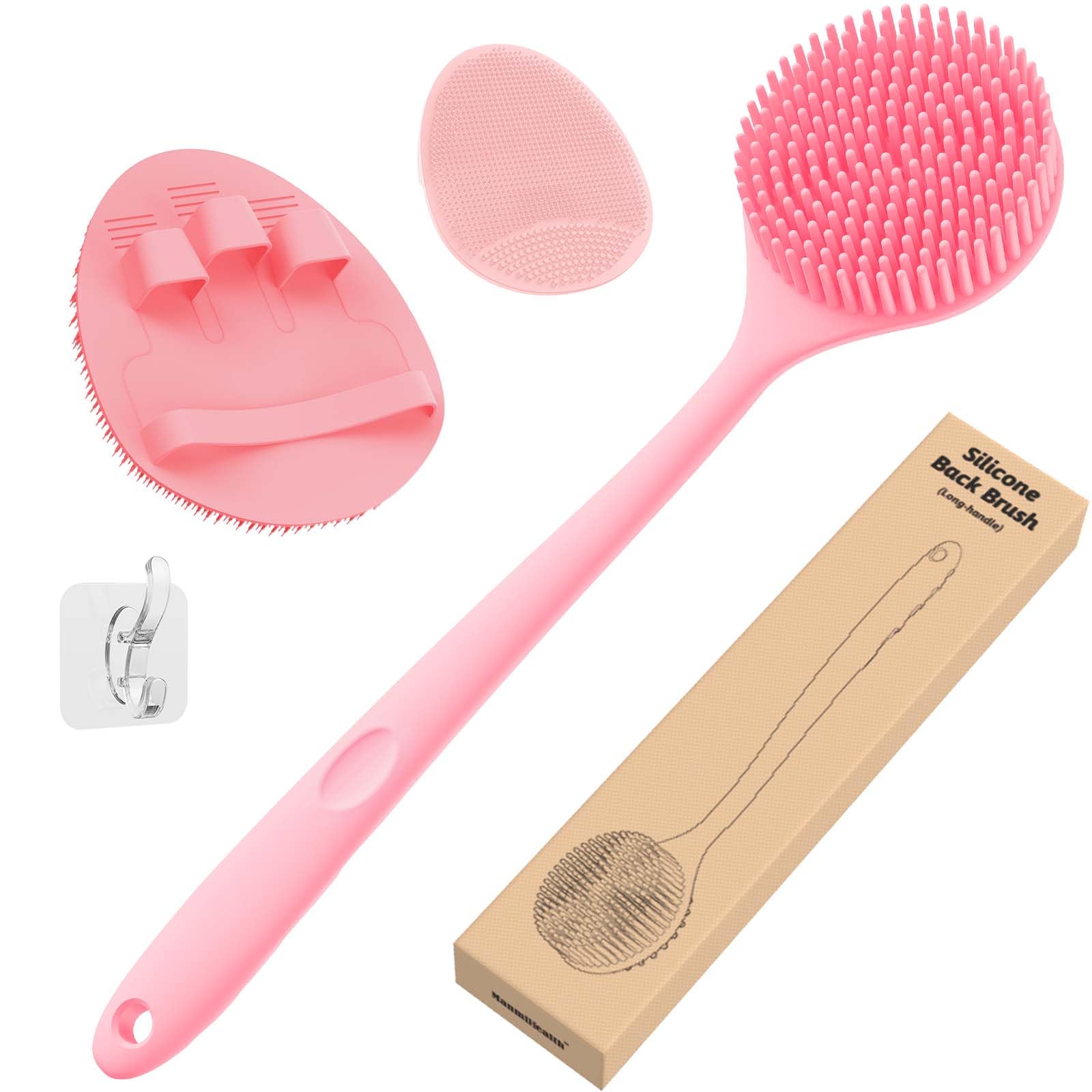 Photo 1 of Manmihealth Silicone Back Scrubber (Thick Bristles) & Bath Glove & Face Brush Set(3PCS), Super-Exfoliating & Lathering Body Scrubber, Shower Brush, Face Scrubber Combination, with a Free Hook.(Pink)