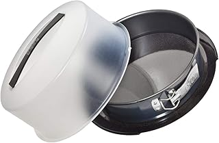 Zenker Springform mit Transporthaube Ø 28 cm DELUXE, Backform mit emailliertem Flachboden und Tragehaube, runde Kuchenform für saftigen Kuchen to go (Frabe: Schwarz metallic), Menge: 1 Stück