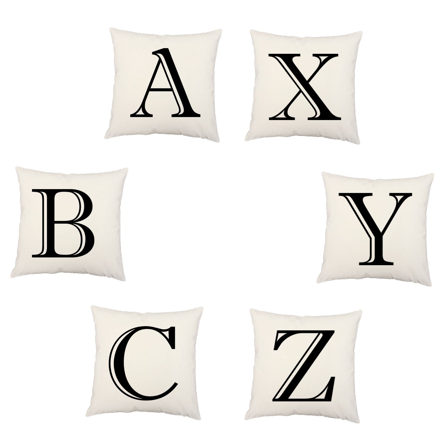 Amazon Com Roomcraft Set Of 2 Customizable Alphabet Throw Pillow