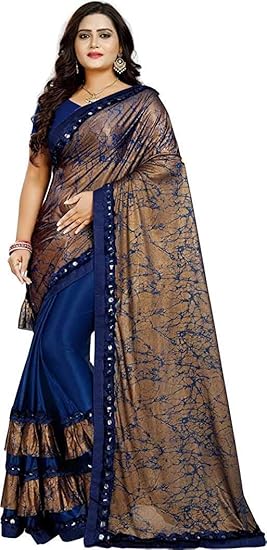 Womens Lycra Saree With Unstitched Blouse Piece