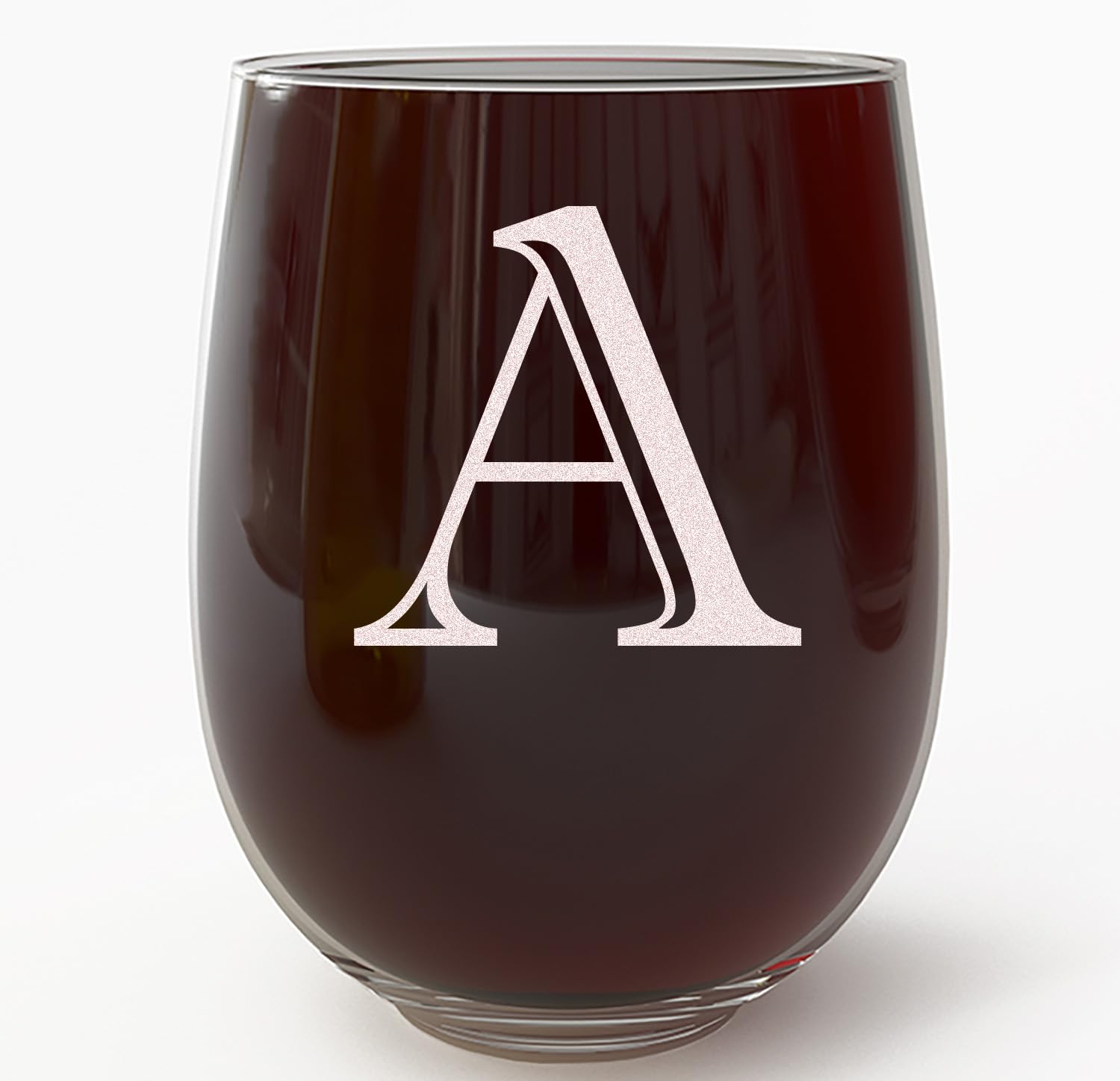 Monogram Etched 17oz Stemless Wine Glass (Letter A) A-Z Personalized gifts for Women, Custom wine glasses, Monogrammed Birthday gift for Her Initial