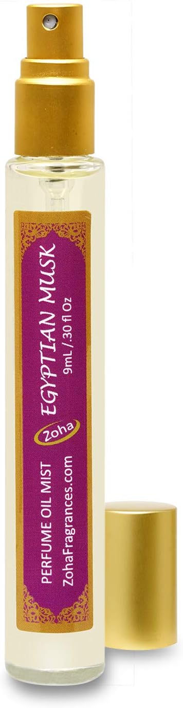 Egyptian Musk Perfume Oil Mist (no alcohol spray) - Essential Oils and Clean Beauty Perfumes for Women and Men by Zoha Fragrances
