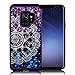 Zase Case Compatible with Samsung Galaxy S9, Galaxy S9 Hybrid Dual Layer Protection [Jewel Rhinestone] Shockproof Slim Hard Shell Sparkly Crystal [Bling Diamond] Cover (Purple Blue Mandala Flower)