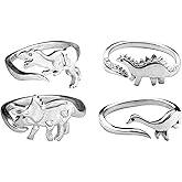 INENIMARTJ Dinosaur Rings, Cute Stegosaurus Tyrannosaurus And Triceratops Adjustable Rings Jurassic Era Dinosaur Ring for Men Women (C)