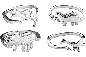 INENIMARTJ Dinosaur Rings, Cute Stegosaurus Tyrannosaurus And Triceratops Adjustable Rings for Teen Boys Girls, Gift For Him Her Personalized, Jurassic Era Dinosaur Ring for Men Women