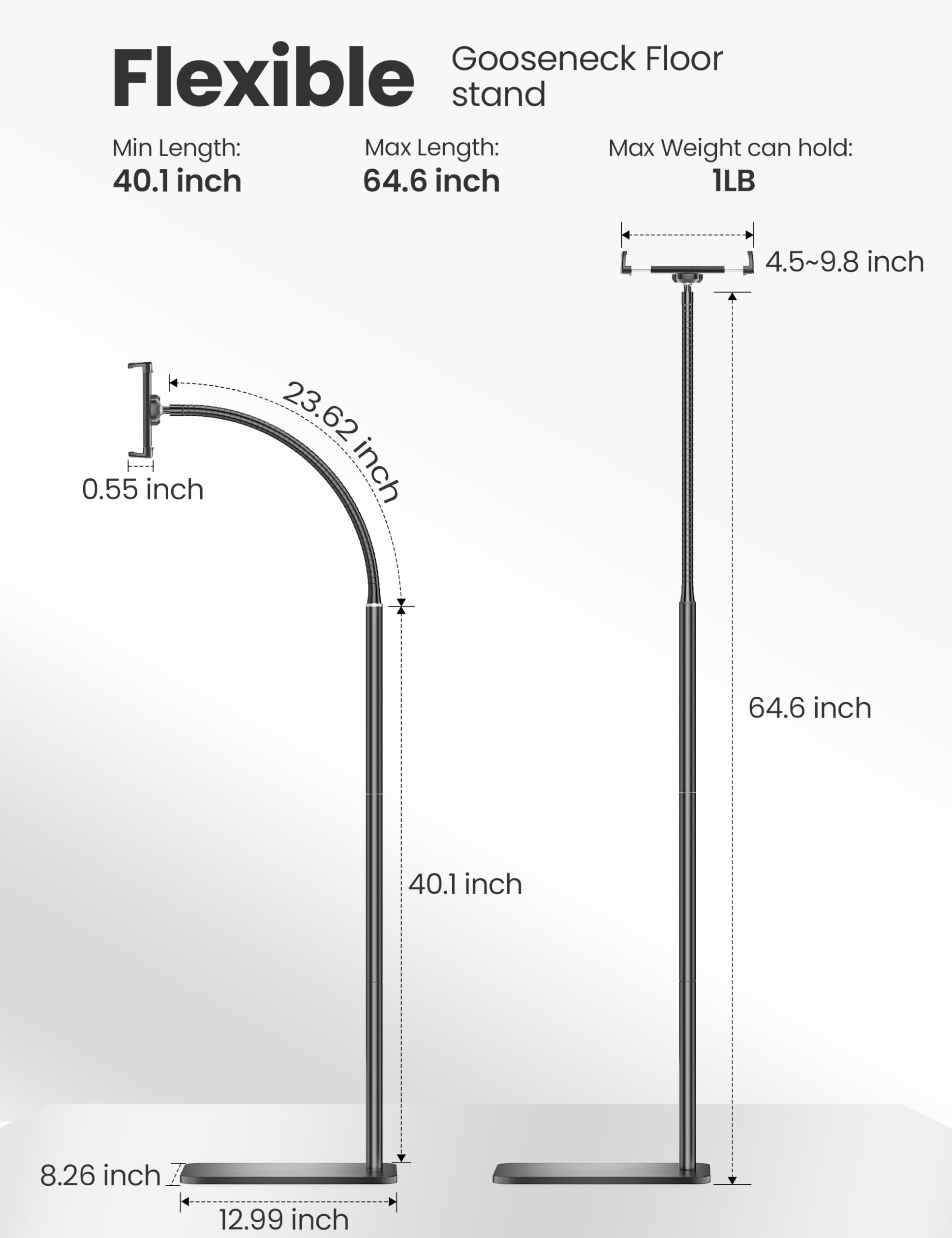 Kindle Stand Floor with Remote Page Turner for Reading in Bed, Tablet Stand Holder with Adjustable Gooseneck, Compatible with Kindle Accessories/Paperwhite, Hands Free Use Gifts for Readers