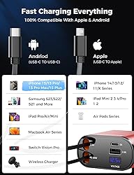 【Upgraded】 SUPERONE Retractable Car Charger 4