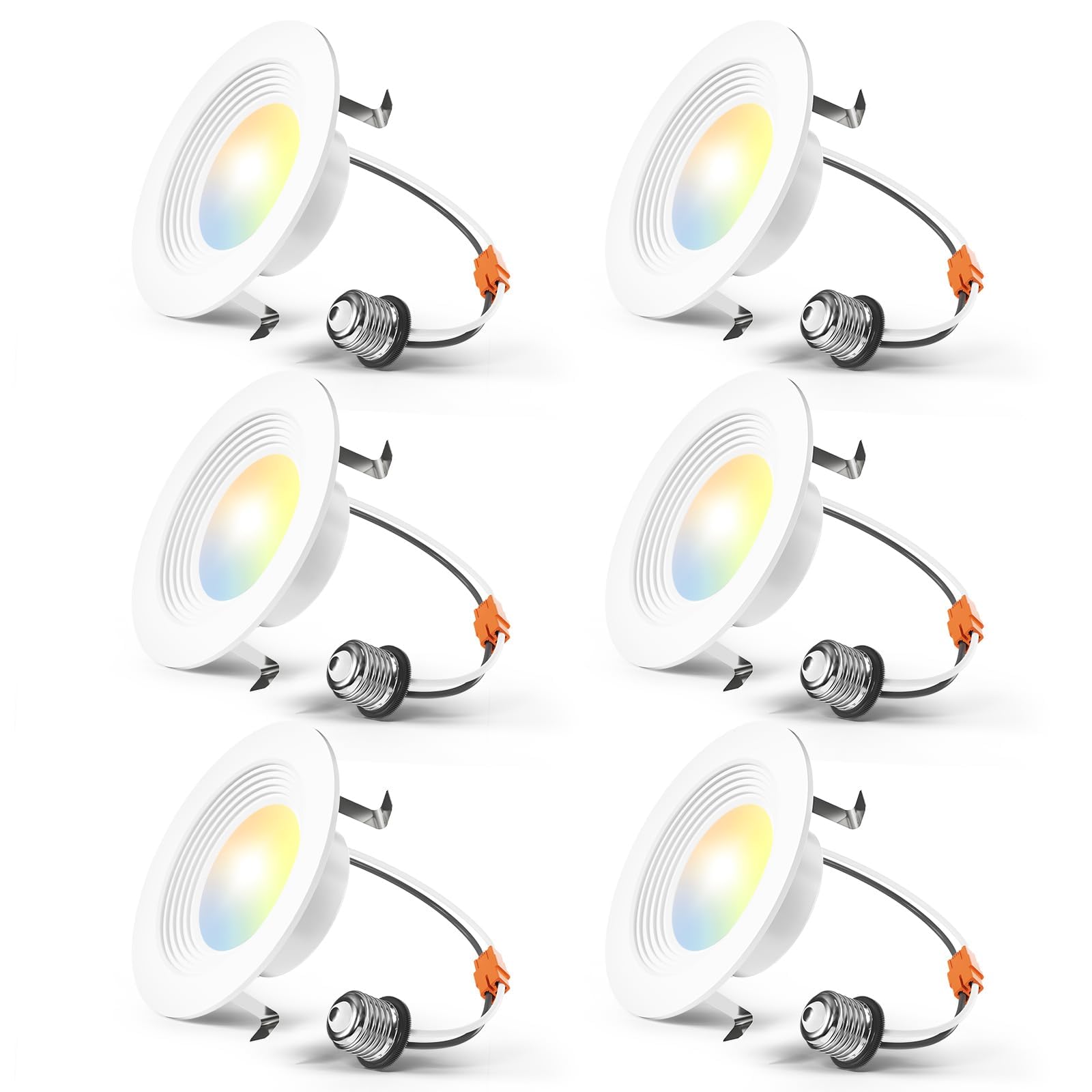 Photo 1 of Amico 4 Inch 5CCT LED Recessed Lighting 6 Pack, Dimmable, IC Rated, 8.5W=60W, 650LM Can Lights with Baffle Trim, 2700K/3000K/4000K/5000K/6000K Selectable, Retrofit Installation, ETL & FCC