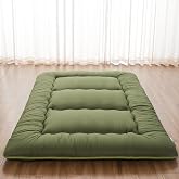 Zelladorra Japanese Floor Mattress, Futon Mattress | Roll Up Tatami Mat with Portable Storage Bag and Washable Cover, Suitable for Camping, Guest Room, Green