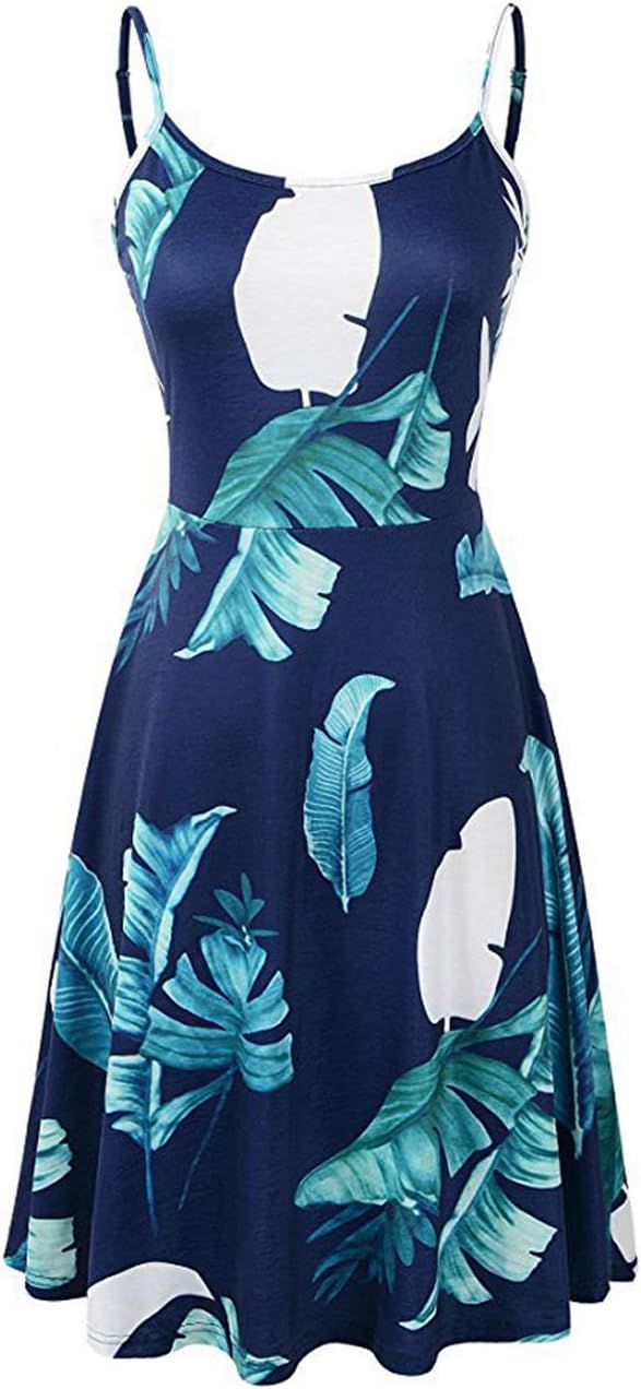 lohill Women's Sleeveless Midi Dress, Summer Casual Loose Boho Straps Sexy Floral Cocktail Simple Long T-Shirt Dresses for Beach Evening Party Vacation