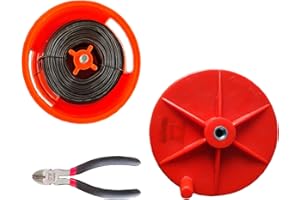 ZIMPTY ZY466 Sturdy Plastic Tie Wire Reel with Rewind Knob, Ribar Tie Wire 16 Gauge and 6' Plier Combo
