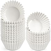 LotFancy 200pcs Heavy Duty White Cupcake Liners, Grease-Resistant Standard Muffin Liners, Paper Baking Cups, No Muffin Pan Needed