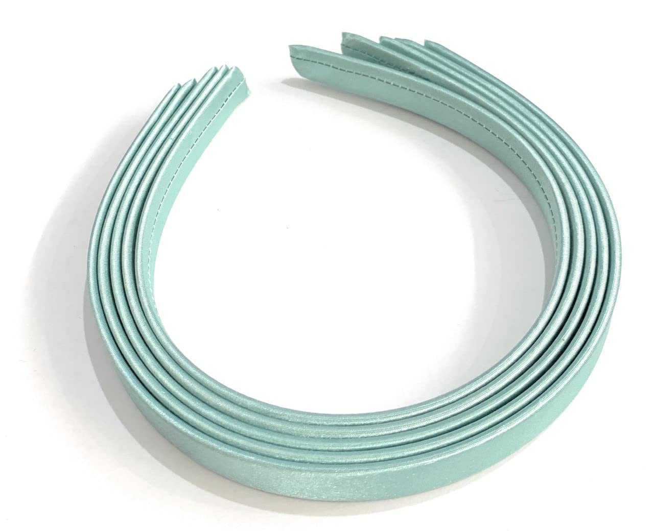 5 x 15mm Thick Plain Satin Headbands Pack School Girls Alice Hair Band DIY Headband Set UK (Duck Egg Green)