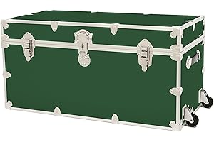 Rhino Trunk & Case Classic XXL Home Storage & College Trunk With Wheels - 36”x18”x18”, Seats 1500+ lbs, Soft-Close Lid. USA Made Secure Dorm Furniture, Organization, Steamer Style Blanket Chest