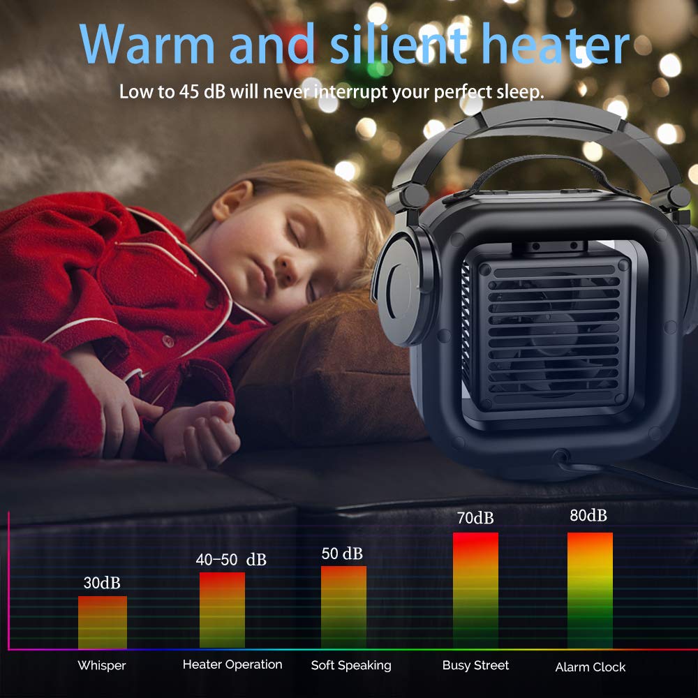 Ceramic Space Heater,VPKID Portable Warming Fan with Adjustable Thermostat & Carrying Handle,Quiet Oscillating PTC Heater with Tip-Over and Overheating Protection