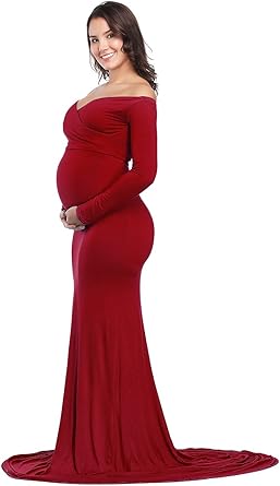 red maternity gown