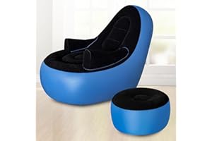Balabulala Inflatable Chair for Adults, Blow Up Lounger Couch with Armrest＆Ottoman, Folding Air Chair, Inflatable Lazy Sofa P
