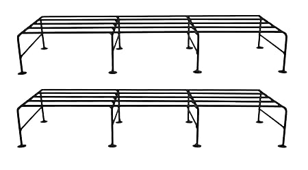 ORCHID ENGINEERS Metal Pot Stand, Flower Plant Stand for Balcony, Black, 74 cm Wide - Set of 2