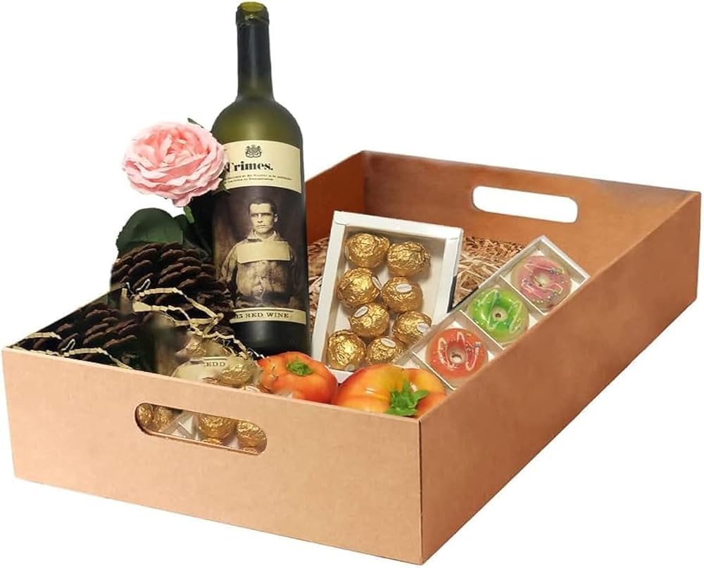 Tezraftaar 10 x Cardboard Gift Hamper Tray 16 x 10.5 x 4 Inches