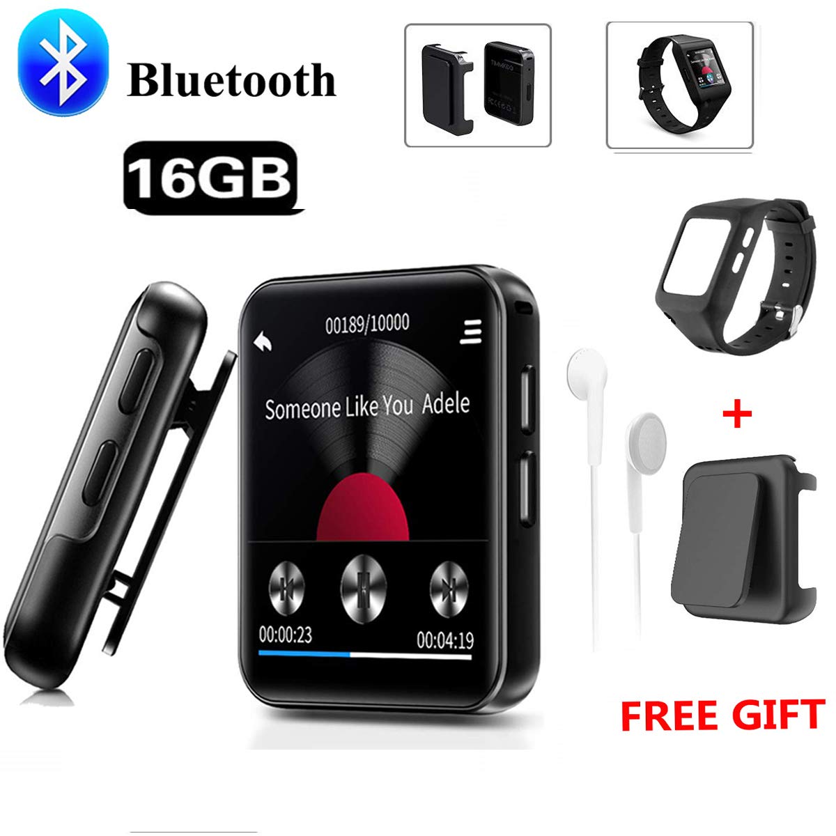 CCHKFEI Lettore MP3 Bluetooth da 16 GB con schermo touch da 2,4 pollici  HiFi in metallo altoparlante integrato supporto radio FM/registratore  vocale Lettori portatili audio e video urban-earth.co.uk
