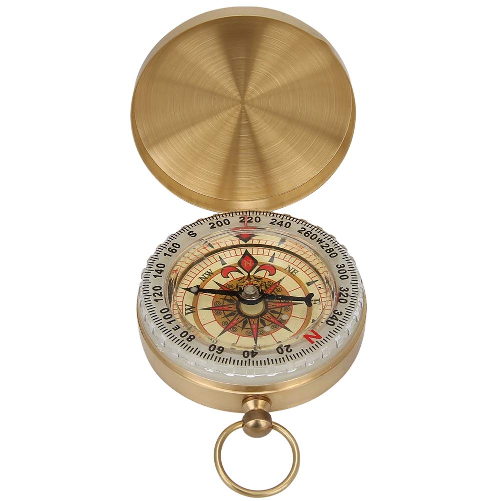 Compass hiking, Clamshell Compass Camping Gear Survival Gear Waterproof Luminous Compass Pocket Watch with Brass for Outdoor Mountaineering,office supplies