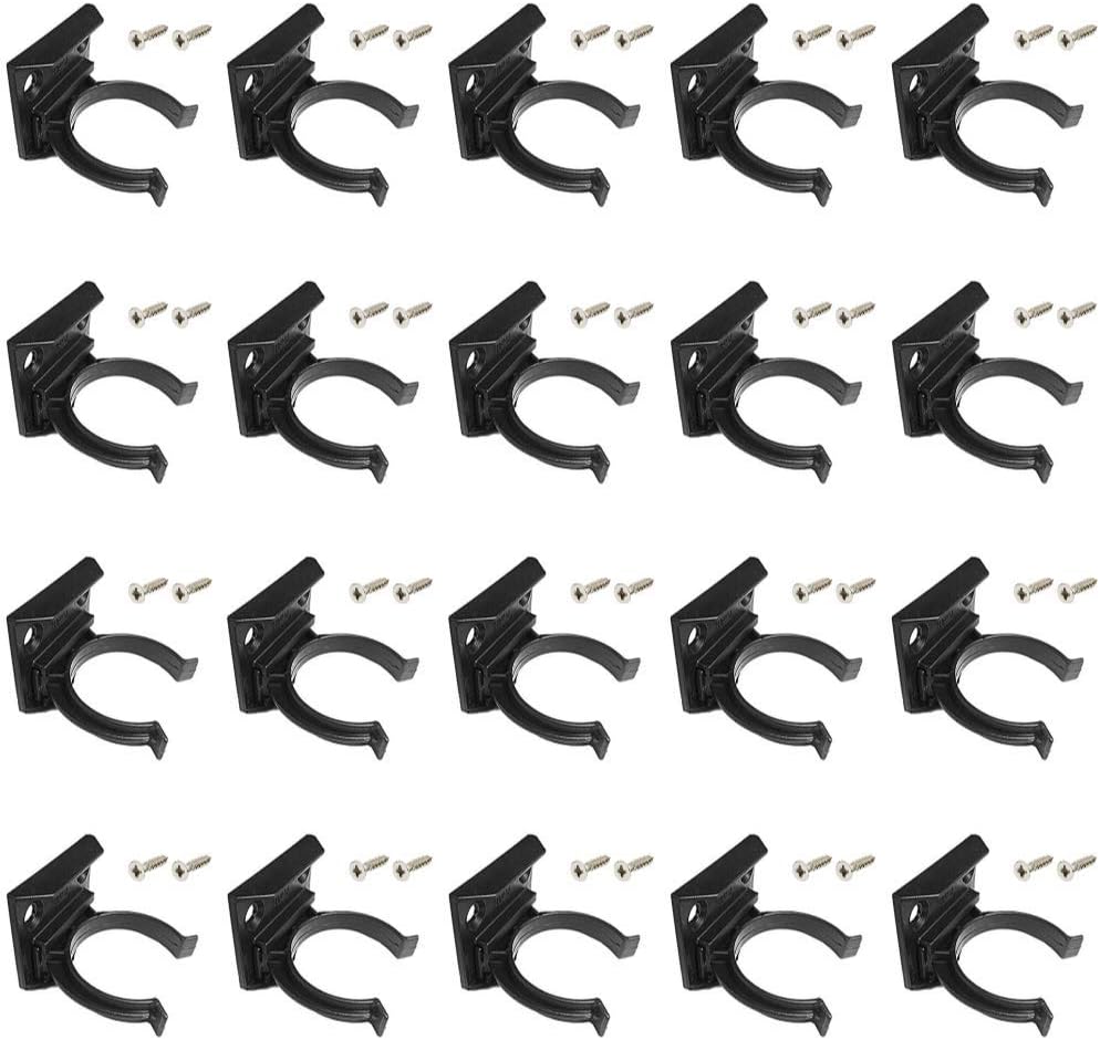 x20 Kitchen Kick Board Plinth Clips & Bracket Fits 30-31mm Diameter + 40 Screws, Black, x20 + 40 Screws
