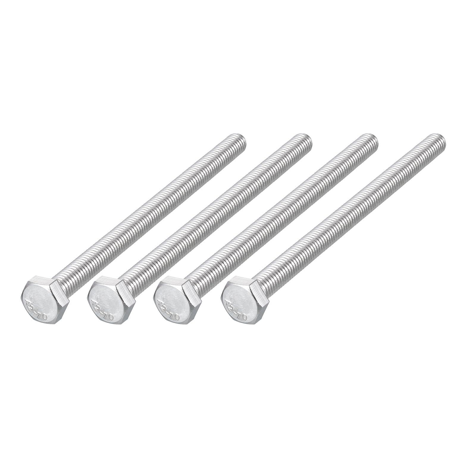 METALLIXITY Hex Bolts (M8-1.25x120mm) 4Pcs, 304 Stainless Steel Coarse Fully Threaded Hex Head Screw Bolt Machine Screws - for Furniture Repair, Silver