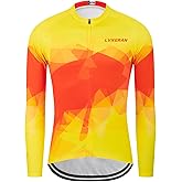 Men's Cycling Jersey Winter Thermal Fleece Long Sleeve Bike Shirts Windproof Cycling Jacket with 3 Pockets