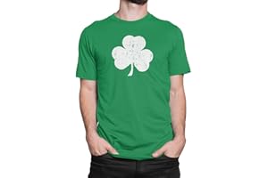 NYC FACTORY USA Screen Printed Retro Green Irish Distressed Shamrock T-Shirt St Patricks Day Mens Ireland Pride Tee Shirt