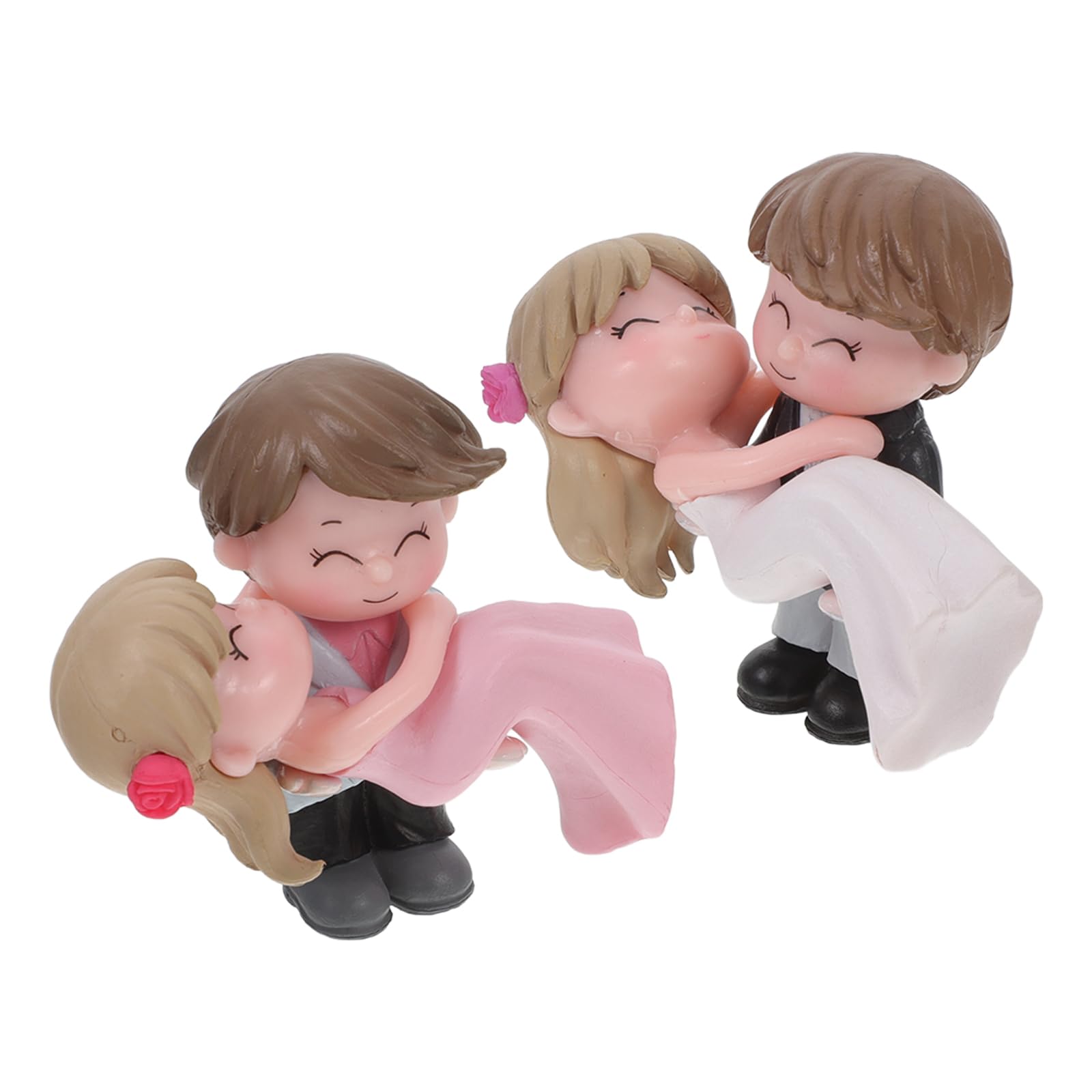 TOYANDONA Couple Cake Toppers - 2 Pairs Hugging Couple Figurines for Wedding Cake Decoration, Home Decor & Car Dashboard