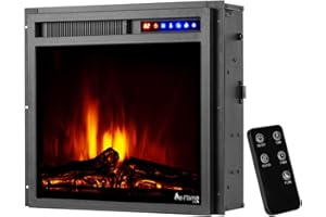 e-Flame USA Montana 19"x18" LED Electric Fireplace Stove Insert with Remote - 3D Logs and Fire (Black)