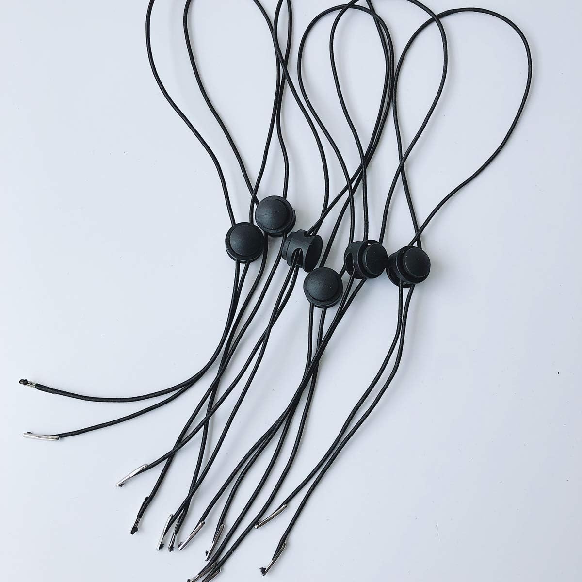 12Pcs Flexible Removable Hat Chin Cord Windproof Chin Strap Hat Accessories with Adjustable Cord Fastener (Black): Health & Personal Care