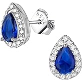 FindChic Birthstone Earrings for Women, Round/Heart/Square/Teardrop Earrings with 925 Sterling Silver Posts & Push Backs, Hypoallergenic Studs with Cubic Zirconia, 12 Months Jewelry with Gift Box