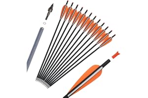 Jocoo 16/17/18/20/22 inch Carbon Crossbow Bolts Archery Hunting Arrows with 4" vanes and Replaced Arrowhead