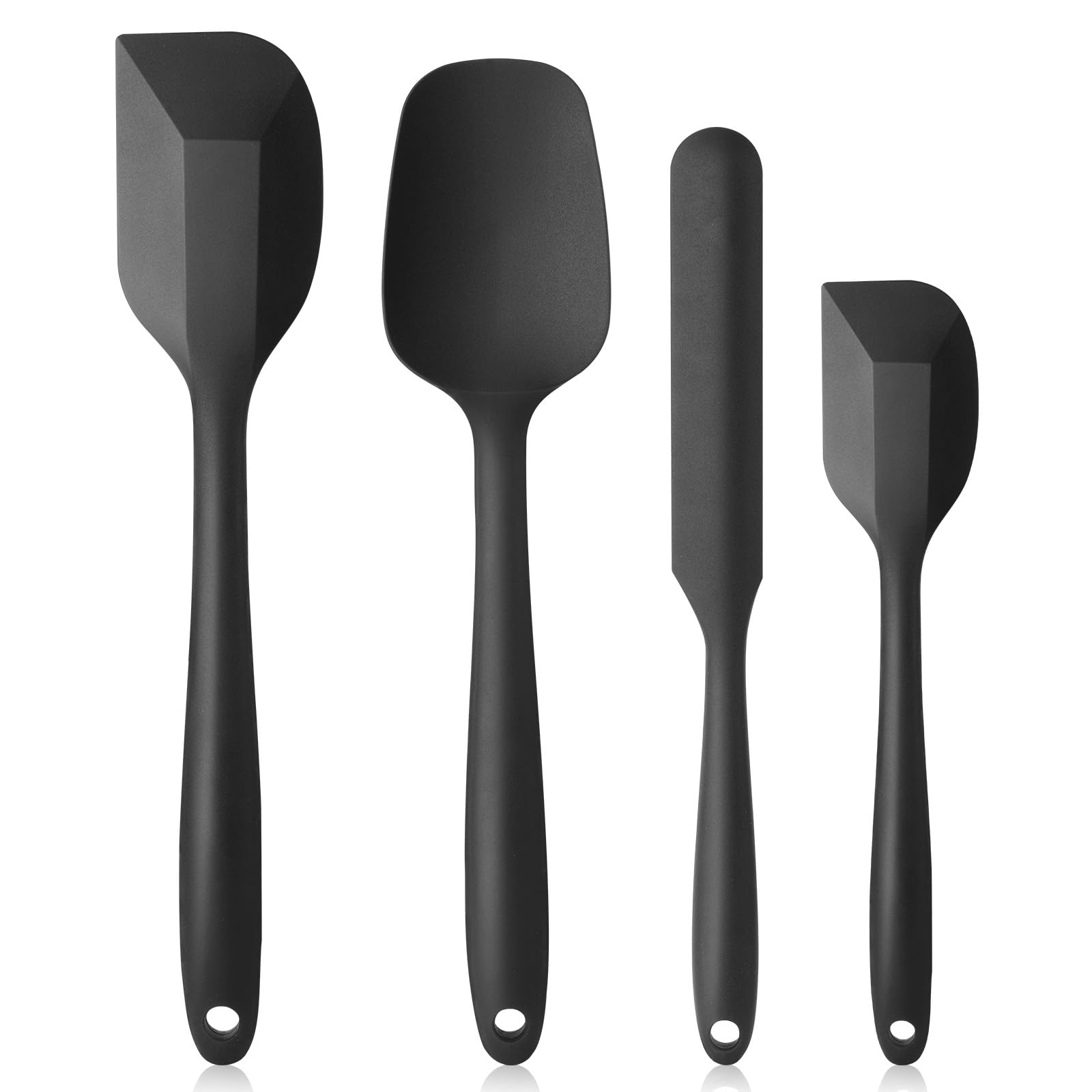 Vicloon Silicone Spatulas Spoons Set, Silicone Kitchen Utensils Including Rubber Spatula, Non-Stick and Heat Resistant for Cooking, Baking and Mixing (Black - 4Pcs)