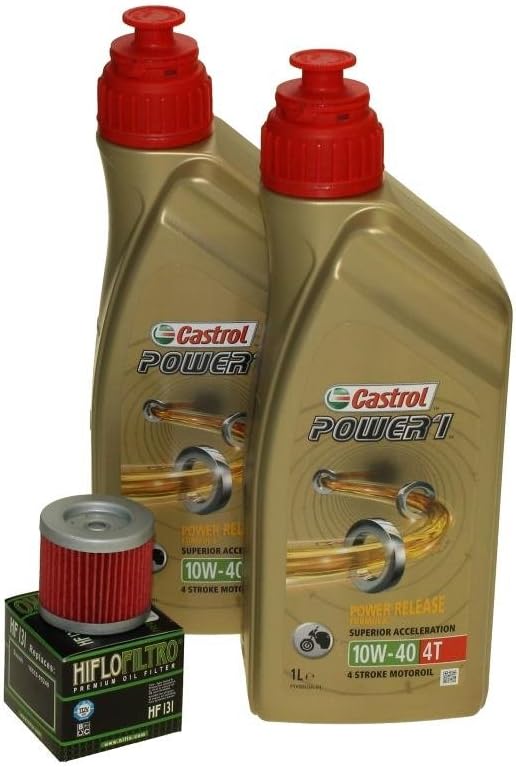 Oil Change Kit 2 Litre Castrol Power 1 4t Motor Oil Sae 10 W 40 Oil Filter Hiflo Hf131 Suzuki Kreidler Sachs Hyosung Ga 125 Rt 125 250 Amazon De Auto