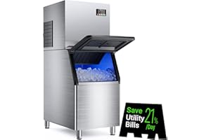 FADHOLE Commercial Ice Machine 600Lbs/24H, 30 Levels of Ice Thickness Adjustment, 6 Efficient Fans Ready in 5-15min Save Utilities, Air-Cooled Large Industrial Ice Maker 420Lbs Capacity, Self-Clean, 24H Timer