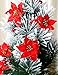 Zabrina 12 Pcs 13cm Christmas Tree Decorative Silk Flower Gold Poinsettia Bush and Red Poinsettia Bush Artificial Flowers Red Glitter Poinsettia Christmas Tree Ornaments, Red