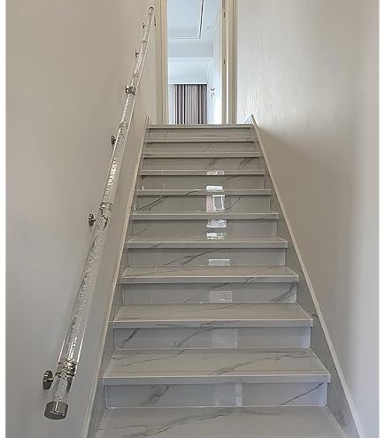 Heavy Duty Non Slip Clear Acrylic Stair Handrail Kit Custom Size Wall Mount Staircase Railing For Indoor Use Transparent Design With Gold Bracket 125cm (4ft - View #10