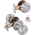 GITRANG All Keyed Identical Deadbolt Door knob Single Cylinder Deadbolt Lock Combo Set, Classic Satin Nickel Exterior Door Knobs with Deadbolt Entrance and Front Door Lock