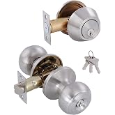 GITRANG All Keyed Identical Deadbolt Door Knob Combo Set - Single Cylinder Lock With Classic Satin Nickel Exterior Knobs for Entrance and Front Door