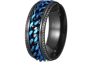 Udolfly Mens Fidget Rings Anxiety Rings for Men Women Chain Spinner Rings for Kids Teen Titanium Steel Ring