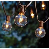 GOOTHY Outdoor String Lights, 25FT Hanging Patio Lights String with 27 G40 Clear Globe Bulbs (2 Spare), Connectable Globe String Lights for Indoor Outdoor Garden Commercial Decor, C7/E12 Base - Brown
