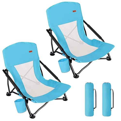 TOBTOS Low Beach Chair, Beach Chairs for Adults Pack, Low