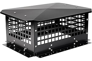 LTSEAME 13" x 18" Chimney Cap, Chimney Cover Fireplace Chimney Flue Caps, Adjustable Metal Strips with Bolts Screws Black (13" x 18")