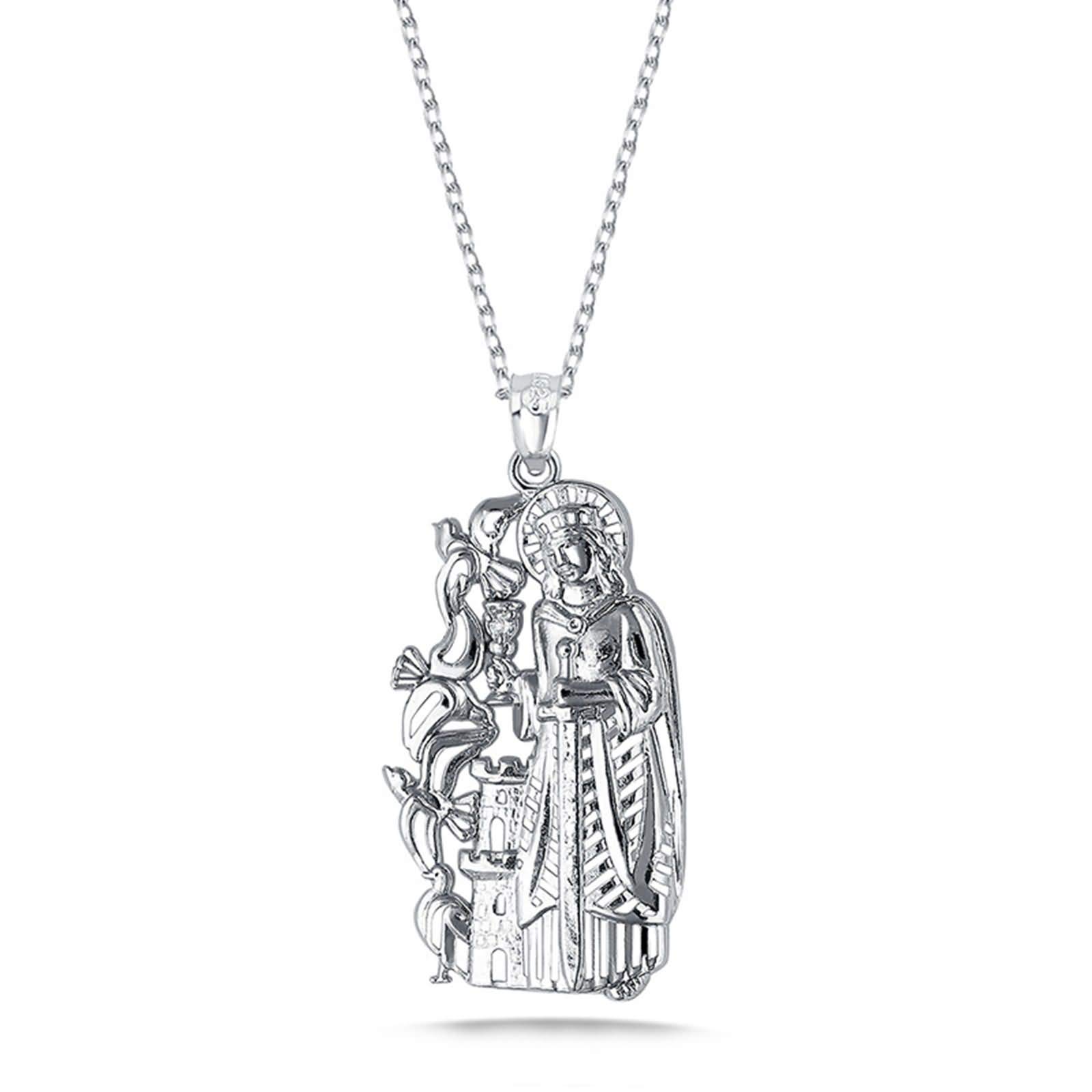 KnSam Mens Necklace Silver Jesus Silver Necklace Initial Color Silver