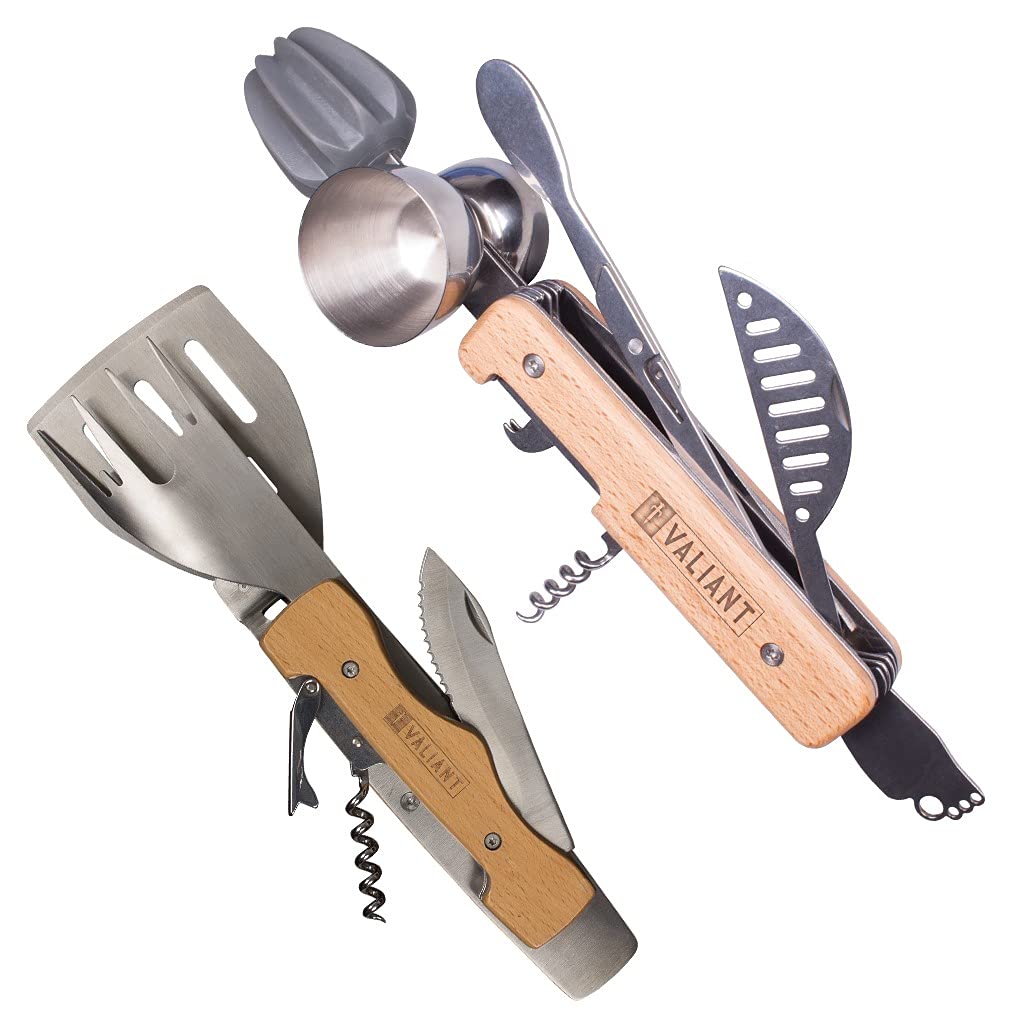 Valiant Outdoor Living BBQ and Cocktail Bar Ware Multi Tool Twin Pack, Stainless Steel