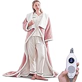 Westinghouse Electric Snuggle Throw Blankets with Foot Pocket, Wearable Heated Blanket with Sleeves, 6 Heating Levels & 2 to 10 Hours Heating Time Settings, 50 * 70"+18", Pink