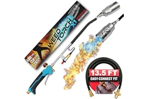 SUNLIGHT CHARCOAL Sunlight® Propane Torch Weed Burner with 13 ft Hose, Adjustable 2,200,000 BTU Self Igniting Flamethrower, Heavy Duty Turbo Blow Torch For Garden, Wood, Melting Ice, Snow, Stumps, Grilling X1