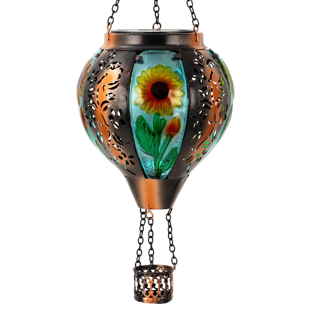 Starsoul Sunflowers Hot Air Balloon Solar Lantern Metal & Glass Solar Hot Air Balloon Hanging - View #10